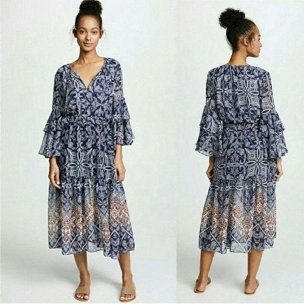 Misa Los Angeles Coco Bell Sleeve Midi Dress